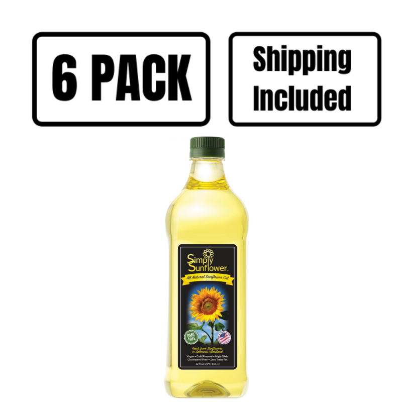 Simply Sunflower All-Natural Sunflower Oil | Non GMO, Gluten-Free, Vegan | Heart Healthy Cooking Oil | 32 oz. | 6 Pack | Shipping Included