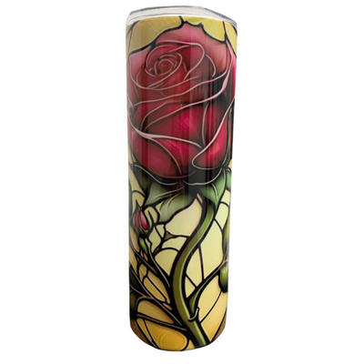 Handmade Skinny Tumbler | Red Rose Design | 20 oz
