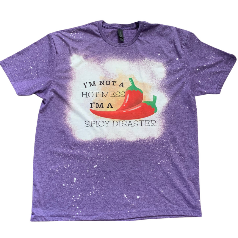 Bleach Dyed T-Shirt | Spicy Disaster | Purple | Handmade Design