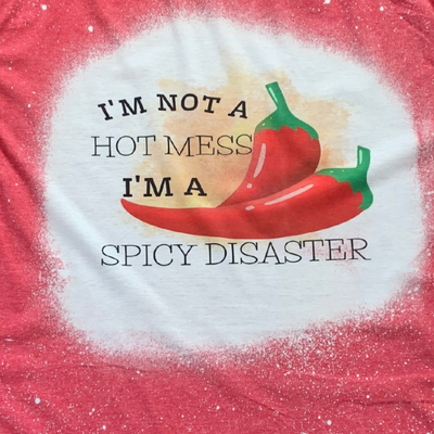 Bleach Dyed T-Shirt | Spicy Disaster | Red | Handmade Design