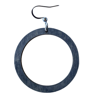Round Wood Dangle Earring | Gray Wash Color | Lightweight Earring | Classy & Simple Earring | Handmade Jewelry