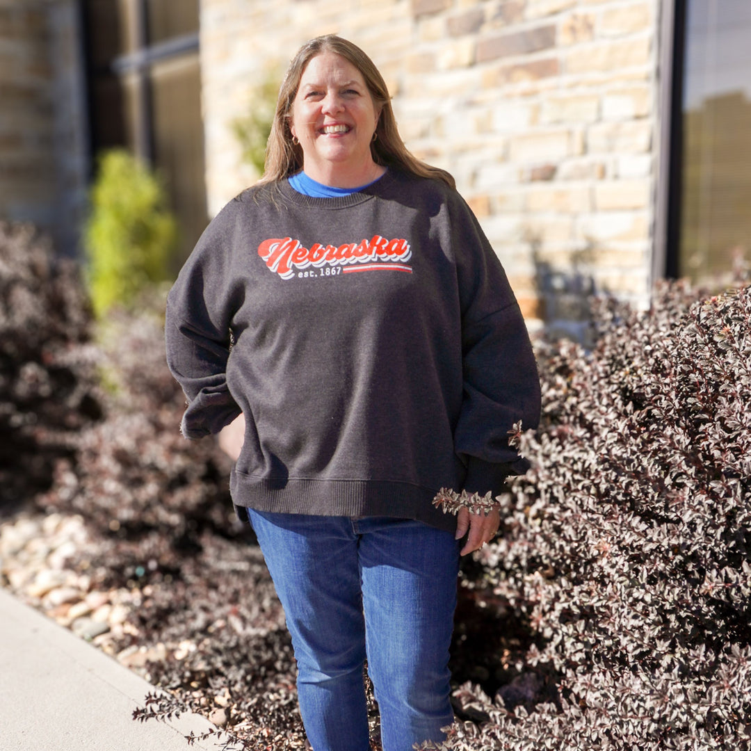 Nebraska Est. 1867 Crewneck Sweatshirt | Black | Pretty & Fabulous