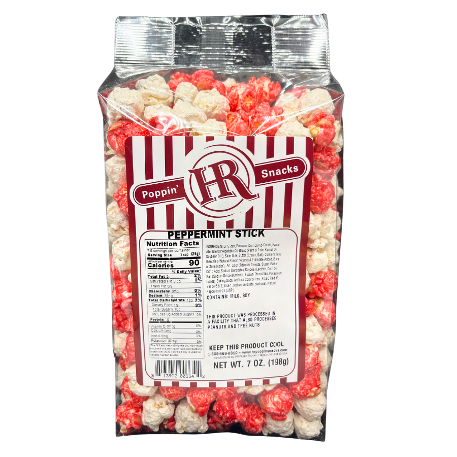 Peppermint Stick Popcorn | Pack of 3 | Made in Small Batches | Party Popcorn | Peppermint Flavored Popcorn | Perfect Snack For Peppermint Lovers | Fresh Burst of Flavor