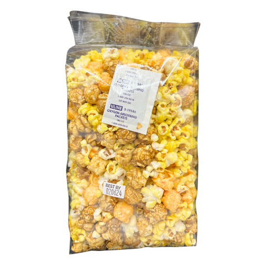 Triple Delicious Popcorn | 5 oz. | Pack of 3 | Caramel, Cheese, & Butter Popcorn Mix | Savory Snack | Made in Gibbon, NE | HR Poppin' Snacks