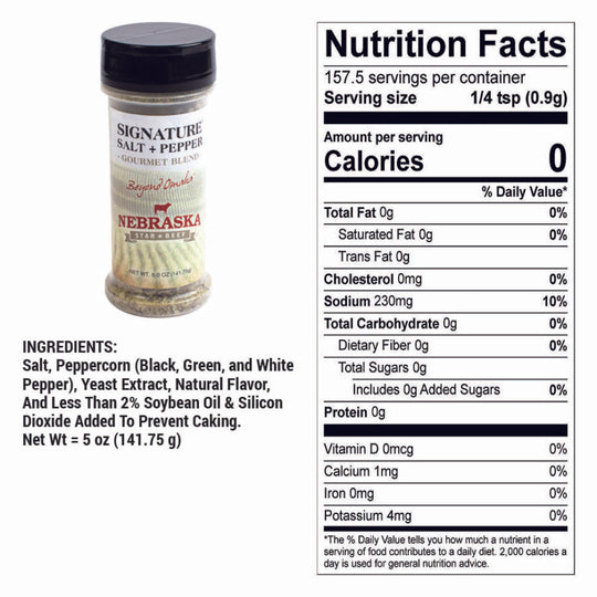 Salt + Pepper Blend | 5 oz. | Black & White Peppercorns With Premium Sea Salt Flakes | Delicious On Vegetables & Protein | A Classic, Elevated | Nebraska Seasoning | 6 Pack | Shipping Included