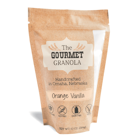 Orange Vanilla Granola | 10 oz. Bag | 3 Pack | Vegan | Blend Of Orange, Vanilla, & Cardamom | Made in Omaha, NE | The Gourmet Granola