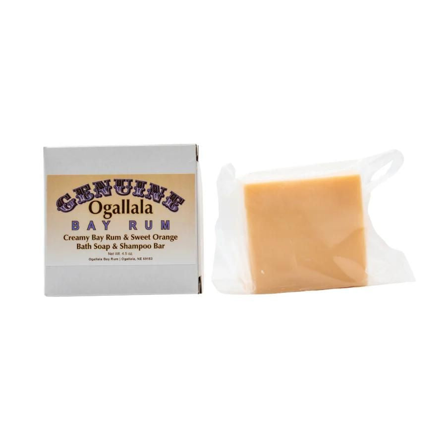 Ogallala Bay Rum Creamy Bay Rum & Sweet Orange Bath Soap & Shampoo Bar on a white background