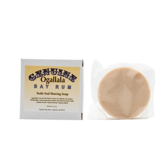 Ogallala Bay Rum: Trails End Shaving Soap on a white background