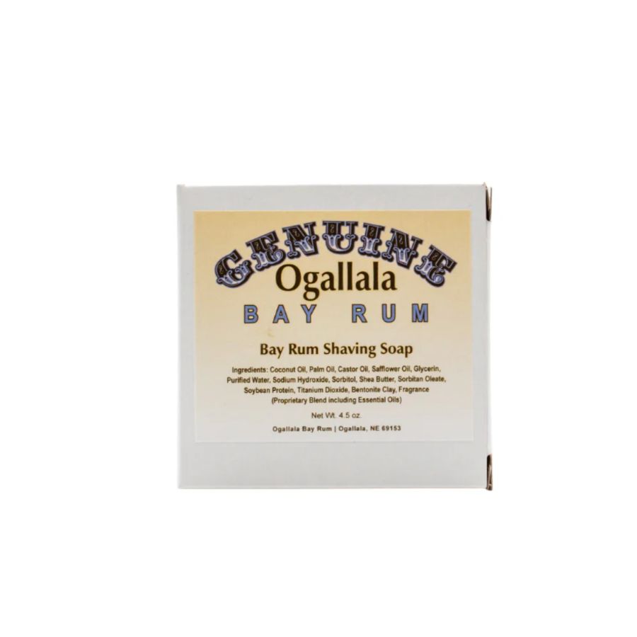 Ogallala Bay Rum: Bay Rum Shaving Soap box on a white background