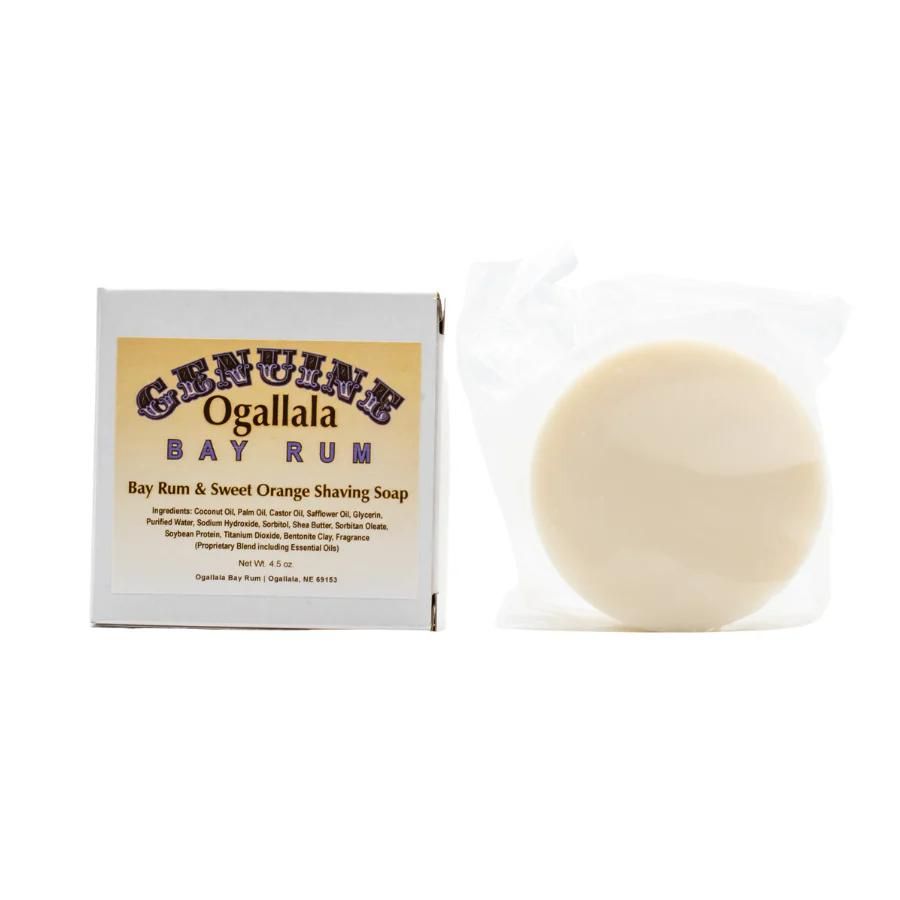 Ogallala Bay Rum: Bay Rum & Sweet Orange Shaving Soap on a white background