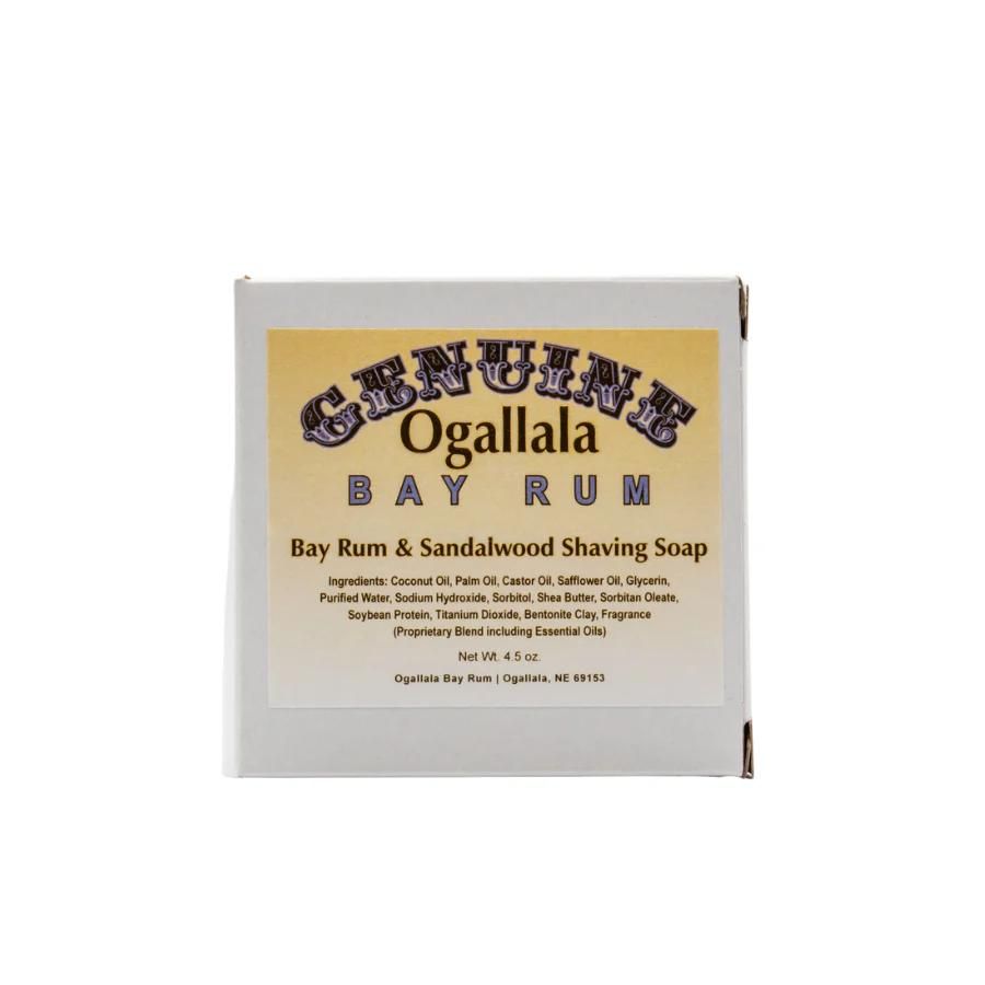 Ogallala Bay Rum: Bay Rum & Sandalwood Shaving Soap box on a white background