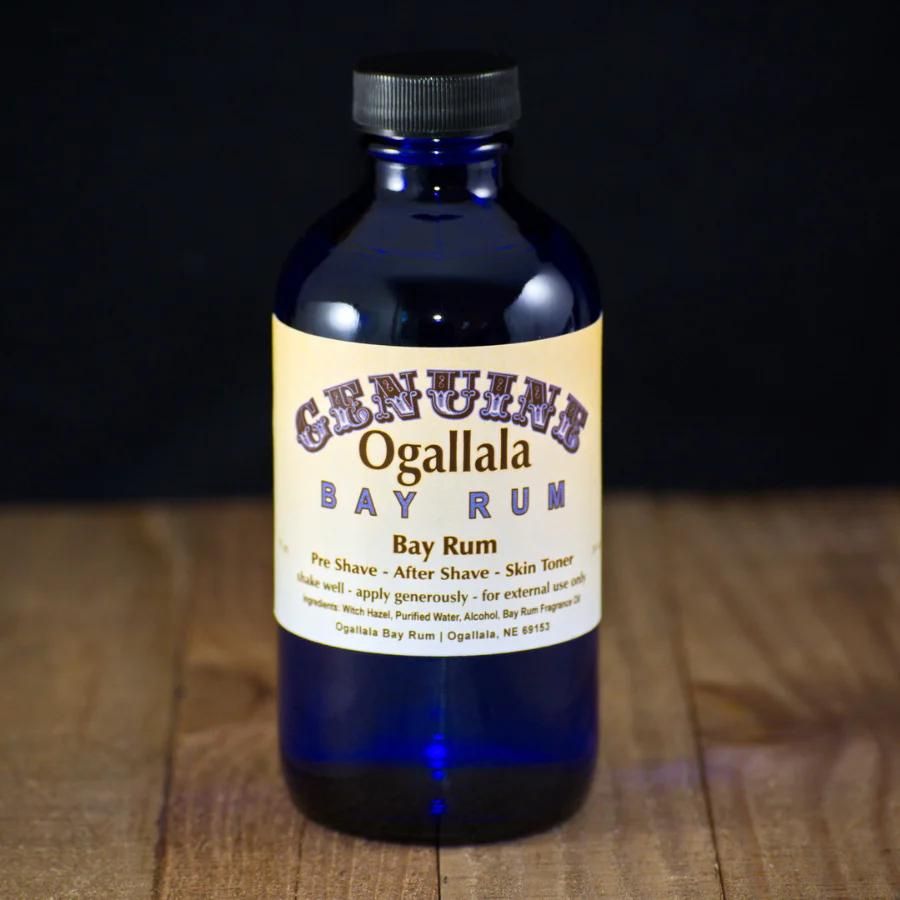Ogallala Bay Rum: Bay Rum Aftershave on a wooden table