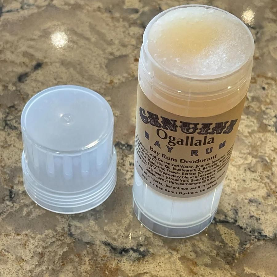 Ogallala Bay Rum: Bay Rum Deodorant on a countertop