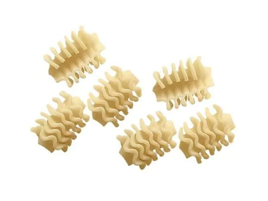 Radiatori Pasta | Hand Made Artisan Pasta | Small, Squat Pasta Shape | Works Well With Thicker Sauces | Used In Casseroles, Salads, & Soups | Pagoda Pasta | Pairs Nicely With Zinfandel Or Cabernet Franc Wine | Nebraska Pasta