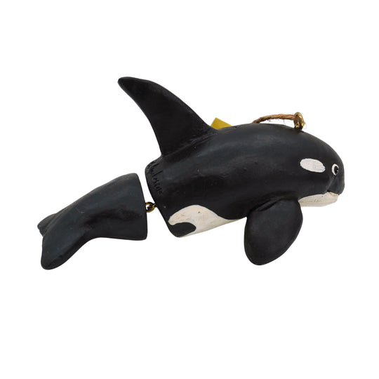 Plush toy orca whale on a white background