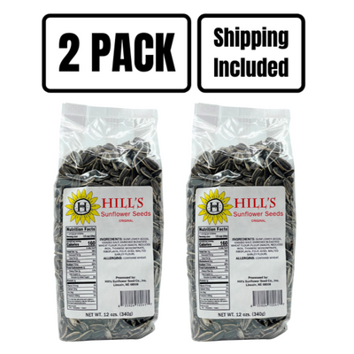 2 Bags of Hill's Original Salt Sunflower Seeds with Shipping Included Text above