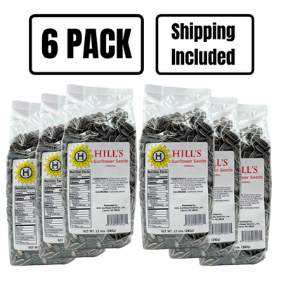 6 Bags of Hill's Original Sunflower Seeds with Shipping Included Text