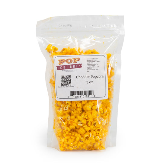 Cheddar Popcorn | 3 oz. | 3 Pack | Creamy Cheese Coating | Pop Corner | Made in North Platte, NE