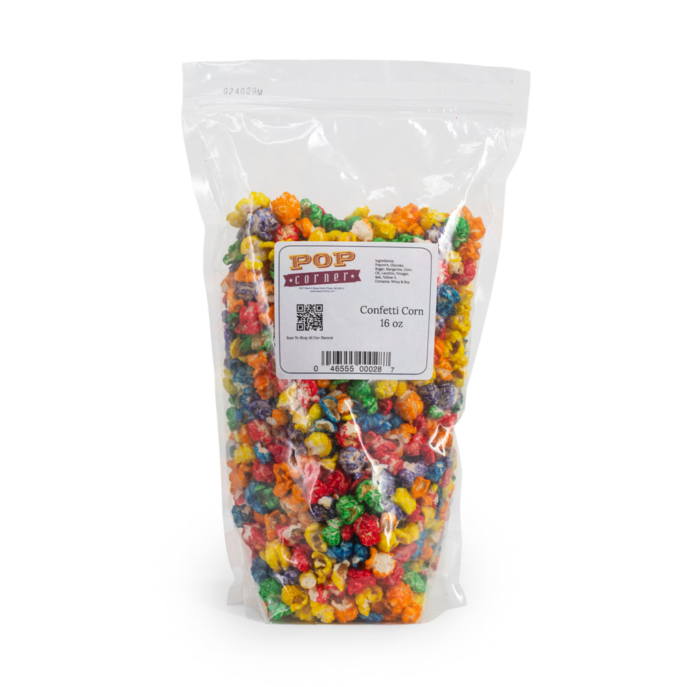 Confetti Popcorn | 16 oz. | 3 Pack | Rainbow Colored Popcorn | Freshly Popped | Pop Corner | Made in North Platte, NE