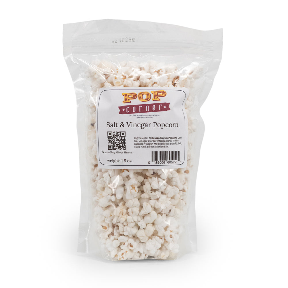 Salt & Vinegar Popcorn | 1.5 oz. | 3 Pack | Tangy & Zesty Snack | Freshly Popped | Pop Corner | Made in North Platte, NE