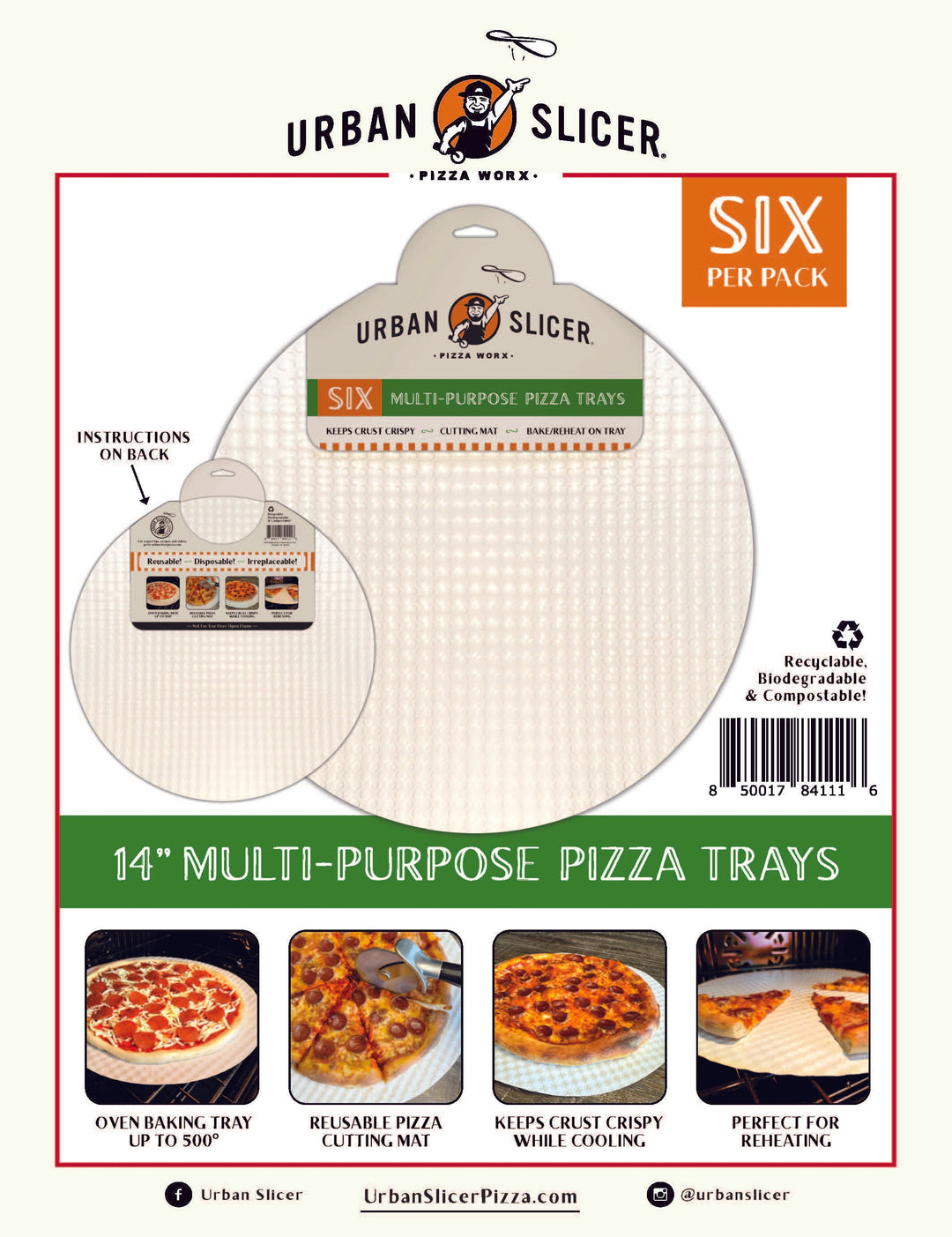 14" Multi-Use Pizza Tray | Pack of 6 | Urban Slicer Pizza Worx