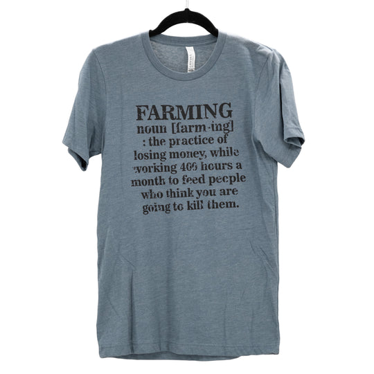 Farming Noun T-Shirt | Heather Steel Blue | NE Farming Shirt | Unisex | Fun, Simple Farming Shirt | Soft Blend | Pretty and Fabulous