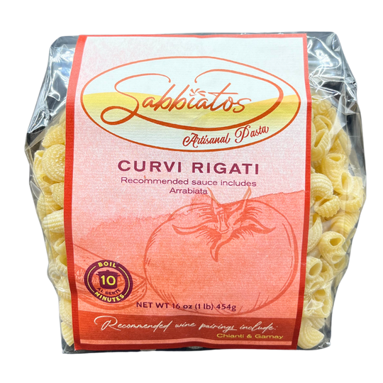 Curvy Rigati | Hand Made Artisan Pasta | Made From Durum Wheat Semolina | Authentic Flavor | High Protein | Shell Shape | Pair With Chianti or Gamay Wine | Nebraska Pasta