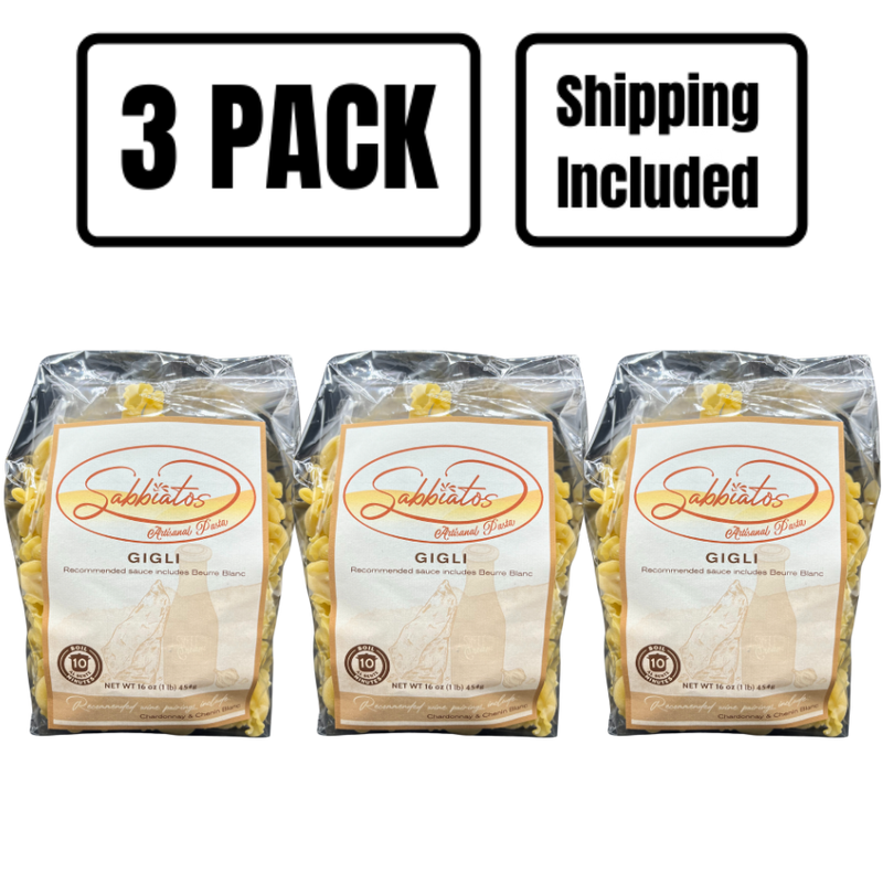 Hand Made Italian Based Artisan Pasta | Gigli Spiral Noodles | Made in Small Batches | Cooks in Under 10 Minutes | Pack of 3 | Shipping Included