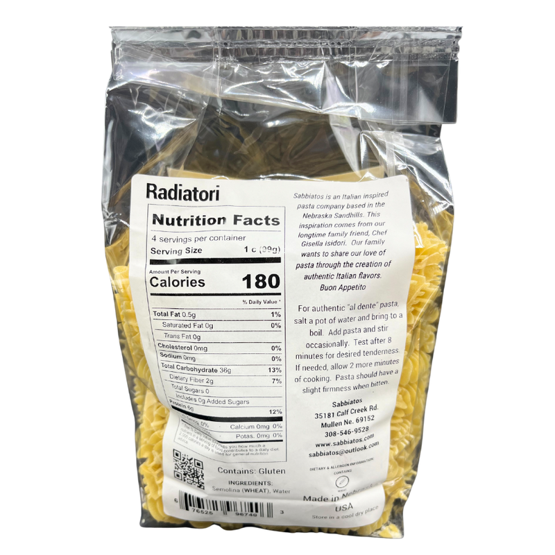 Radiatori Pasta | Hand Made | Small, Squat Pasta Shape | Works Well With Thicker Sauces | Used In Casseroles, Salads, & Soups | Pagoda Pasta | Pairs Nicely With Zinfandel Or Cabernet Franc Wine | Nebraska Pasta | 3 Pack | Shipping Included