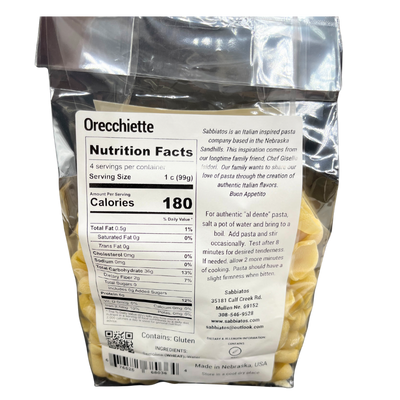 Hand Made Italian Based Artisan Pasta | Orecchiette Shell Shaped Noodles | Made in Small Batches | Cooks in Under 10 Minutes