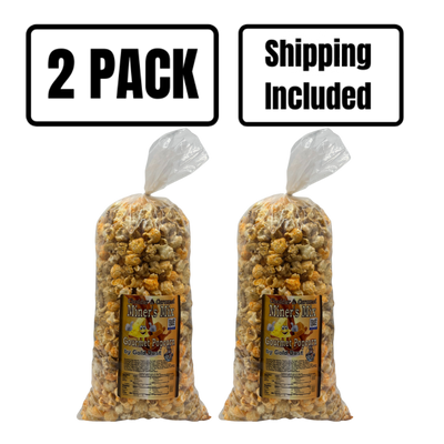 Miner's Mix Gourmet Popped Popcorn | Caramel and Cheese Popcorn Mix | 7 oz. bag | 2 Pack | All Natural | Non-GMO | Made with Corn Oil | Light and Fluffy Kernels | Made in Nebraska | Shipping Incuded