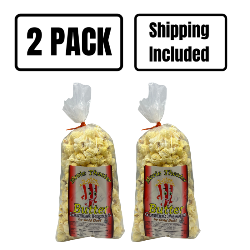 Movie Theater Butter Gourmet Popcorn | 2 oz. bag | Snack Size Bag | Mouthwatering Butter Flavor | Perfect for On the Go | Ready to Eat | Quick Snack | Made with Real Butter | Nebraska Popcorn | 2 Pack | Shipping Included