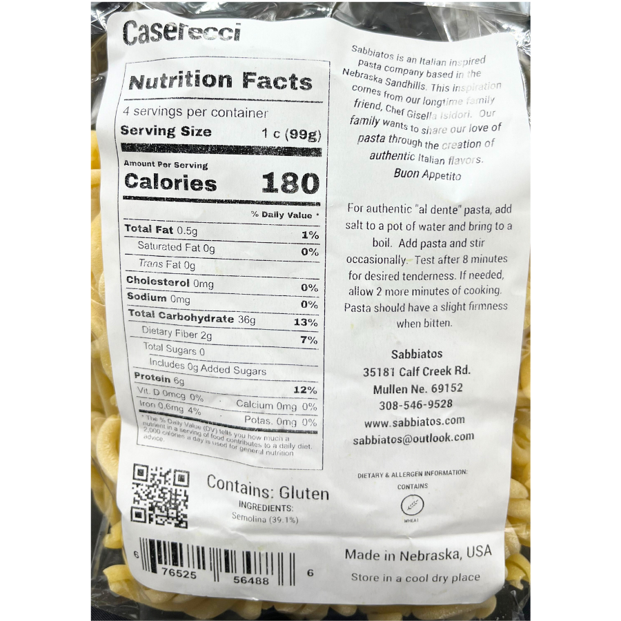 Hand Made Italian Based Artisan Pasta | Caserecci Spiral Noodles | Made in Small Batches | Cooks in Under 10 Minutes