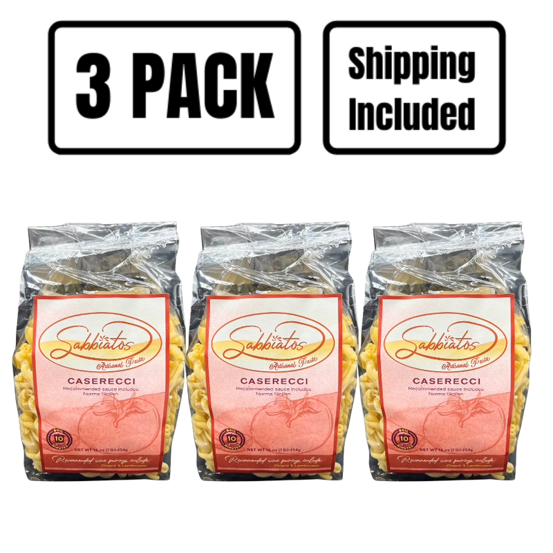 Hand Made Italian Based Artisan Pasta | Caserecci Spiral Noodles | Made in Small Batches | Cooks in Under 10 Minutes | Pack of 3 | Shipping Included
