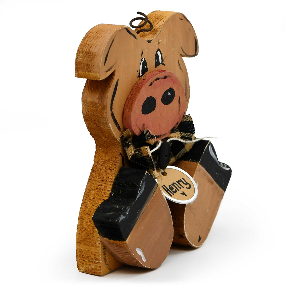 Henry The Pig | 7 X 7 | Rustic Wooden Decoration | The Painted Attic