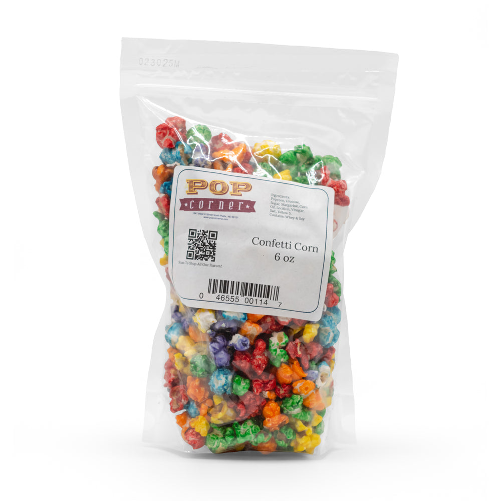 Confetti Popcorn | 6 oz. | 3 Pack | Rainbow Crunch | Fresh Kernels With Colorful Coating | Pop Corner | Made in North Platte, NE