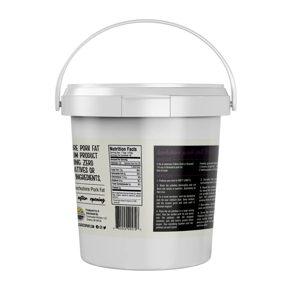 White container with black text and labels on a white background