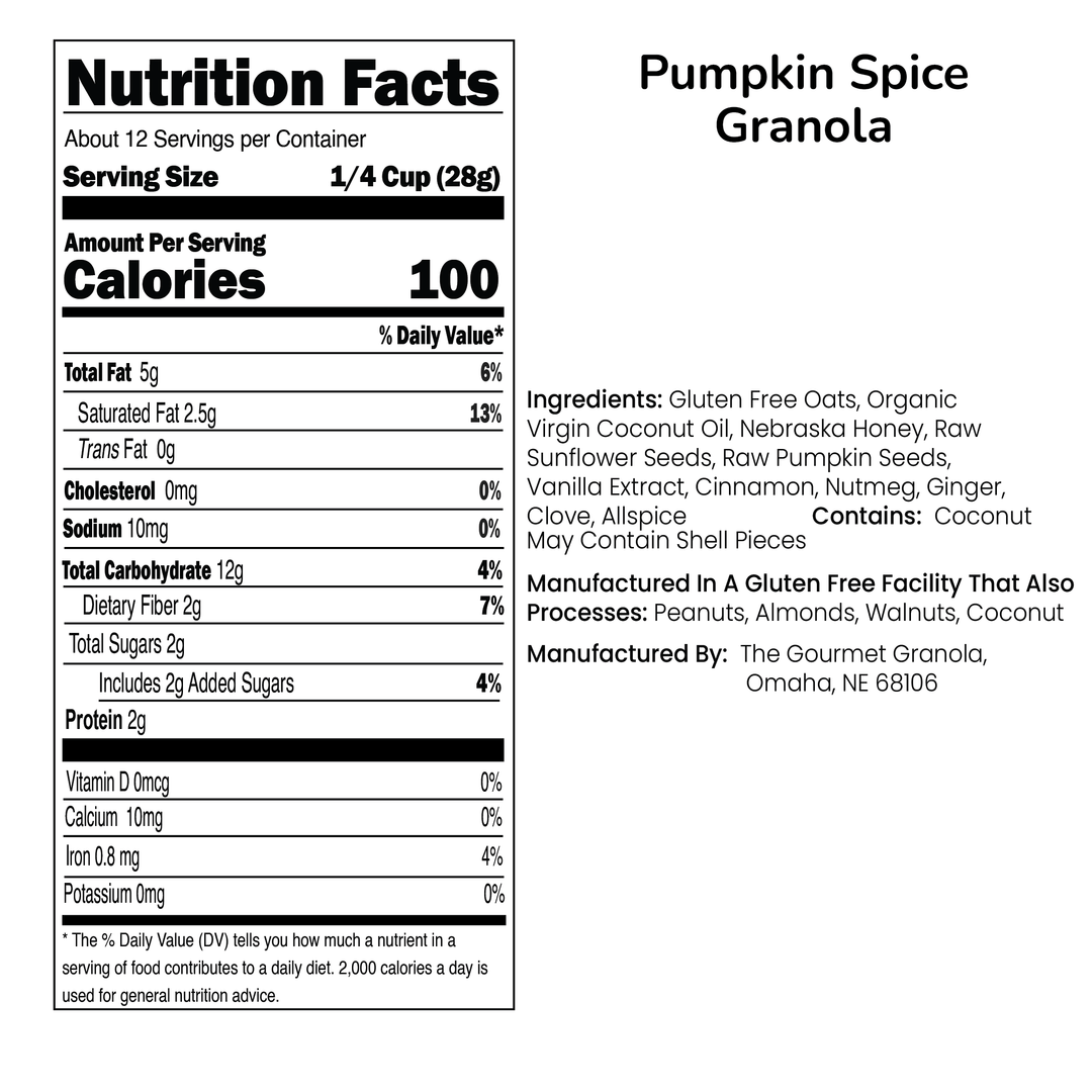 Pumpkin Spice Granola | 12 oz. Bag | Gluten, Dairy and Soy Free | Vegan Granola