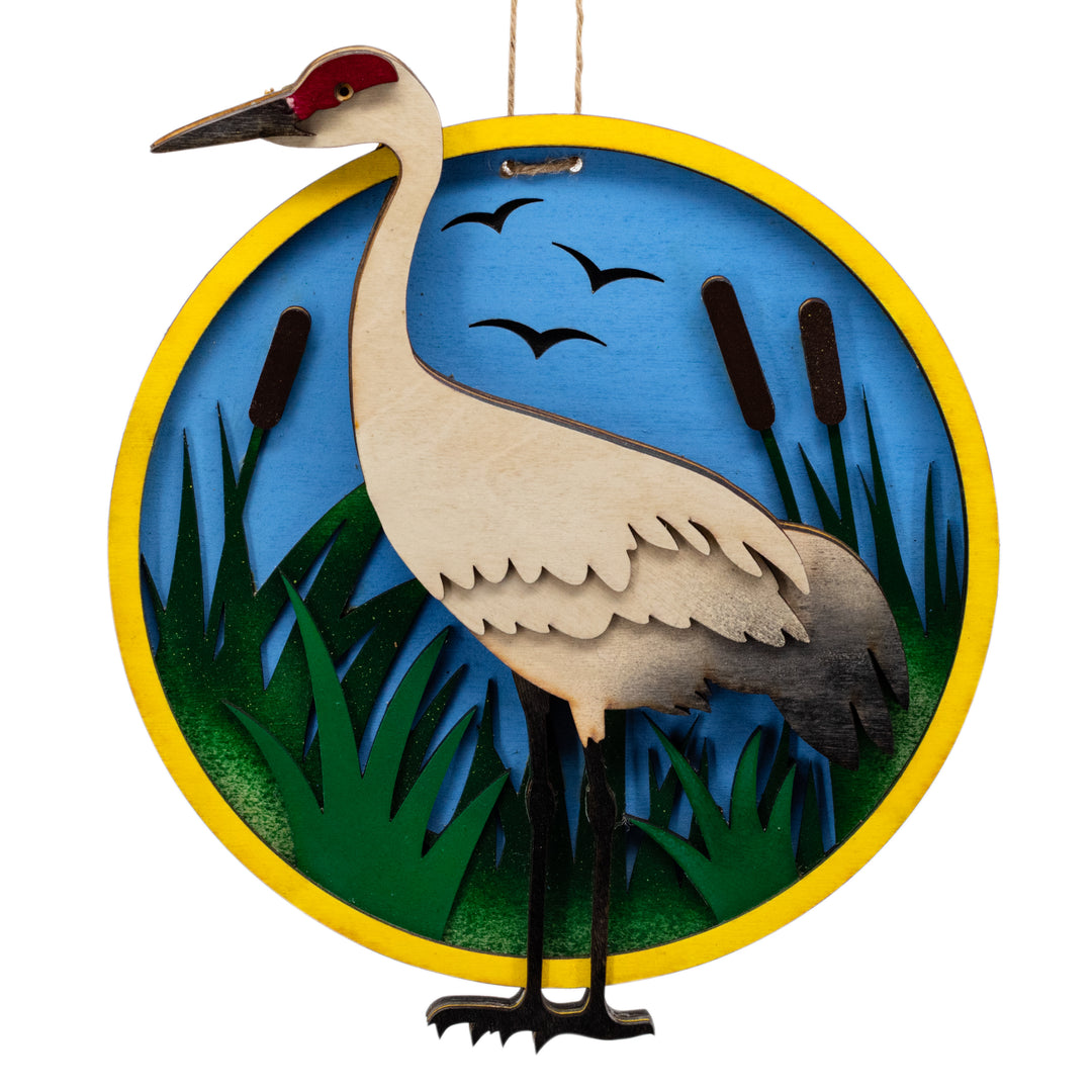 Wooden Layered Crane Sign