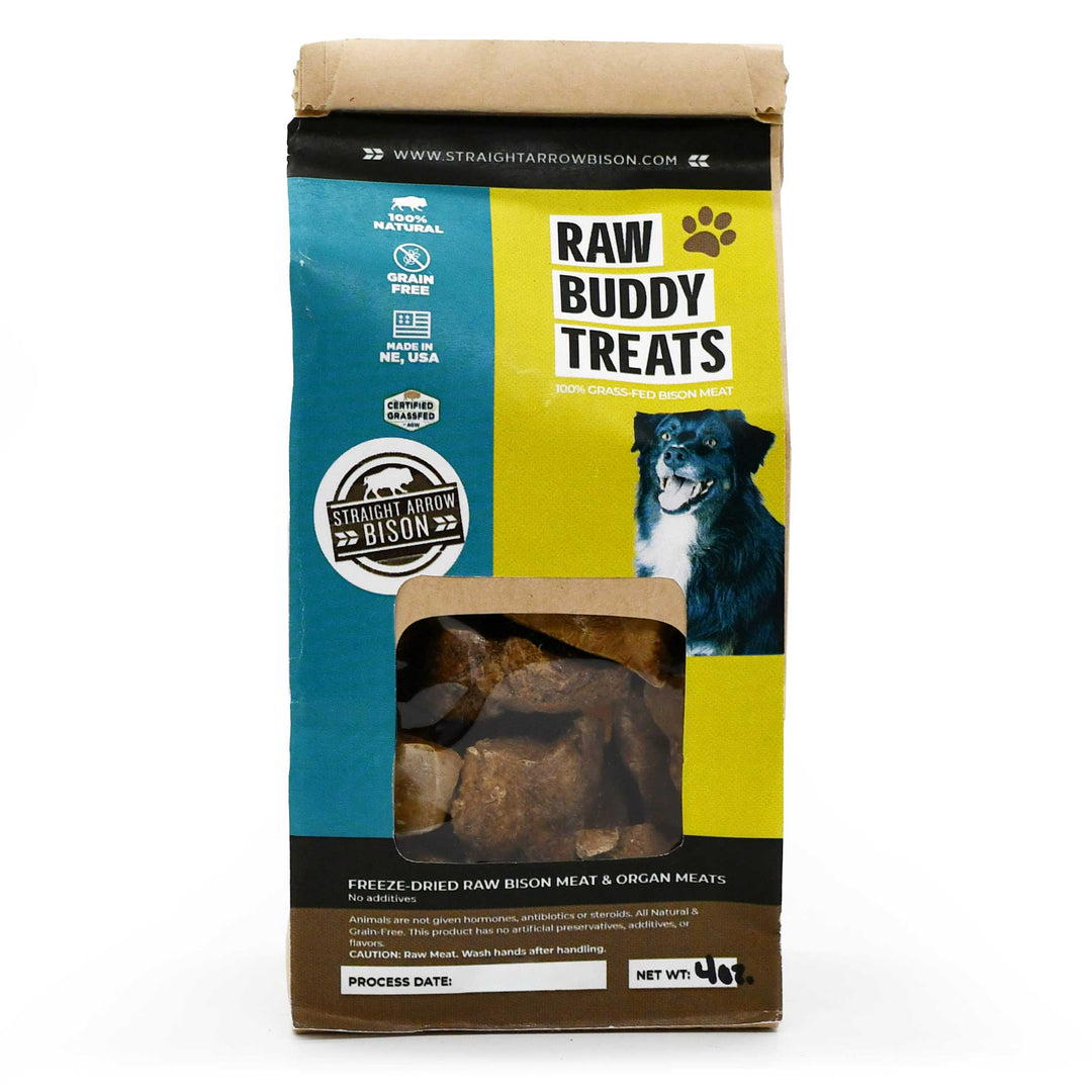 Raw Buddy Treats | Pet Treats | 4 oz | Straight Arrow Bison