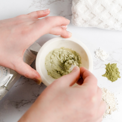 Spinach Clay Face Mask In Bowl Mixed