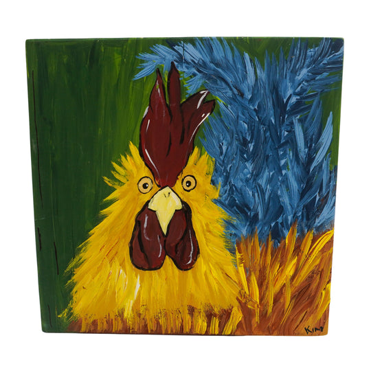 Norris The Rooster | 11 X 11 | Old Wood Canvas | The Painted Attic
