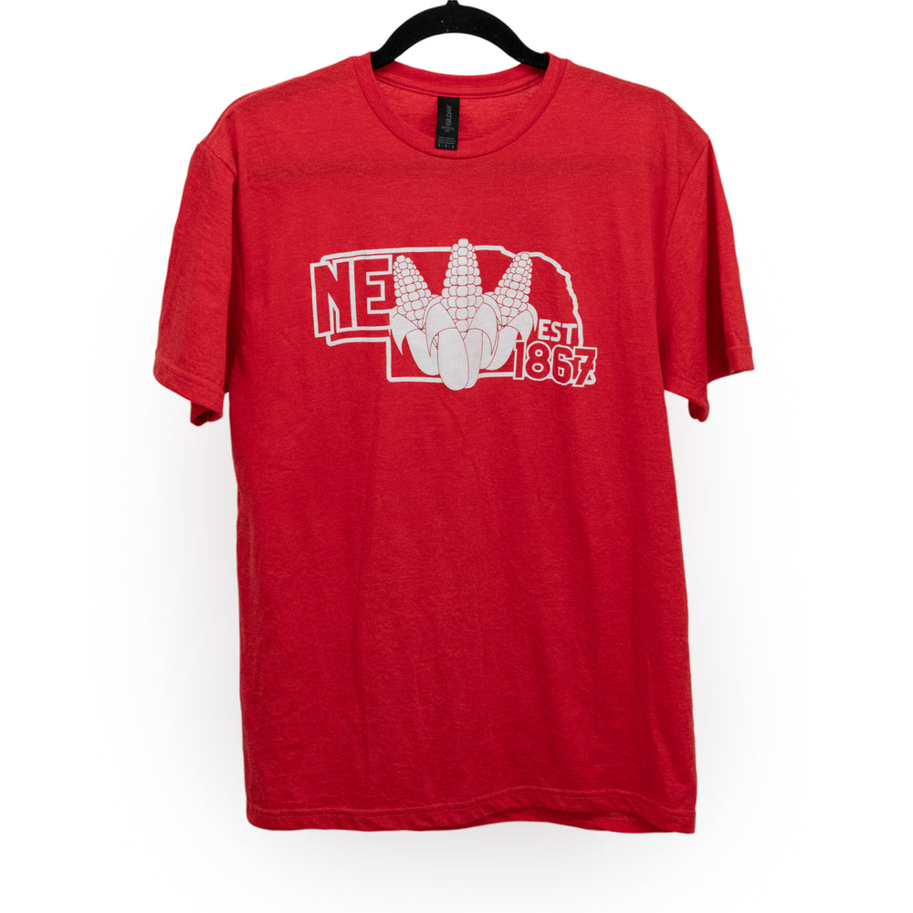 NE Est 1867 T-Shirt | Red | Corn Cob Design | Multiple Sizes | Soft Blend | Small Town Famous