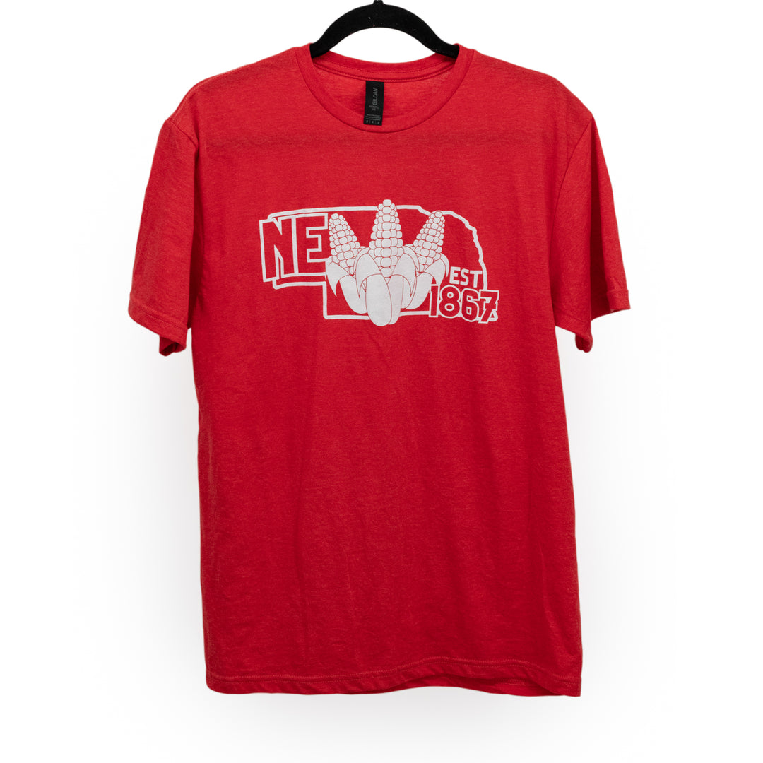 NE Est 1867 T-Shirt | Red | Corn Cob Design | Multiple Sizes | Soft Blend | Small Town Famous