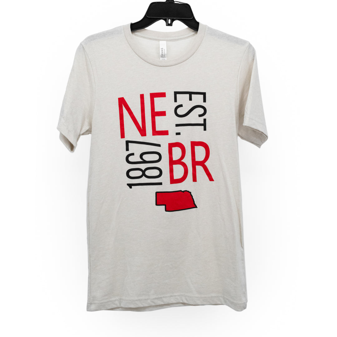 NE Est. Square Design Tan T-Shirt | Small Town Famous | SF24