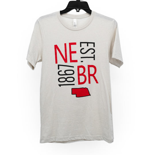 NE Est. Square Design Tan T-Shirt | Small Town Famous | SF24