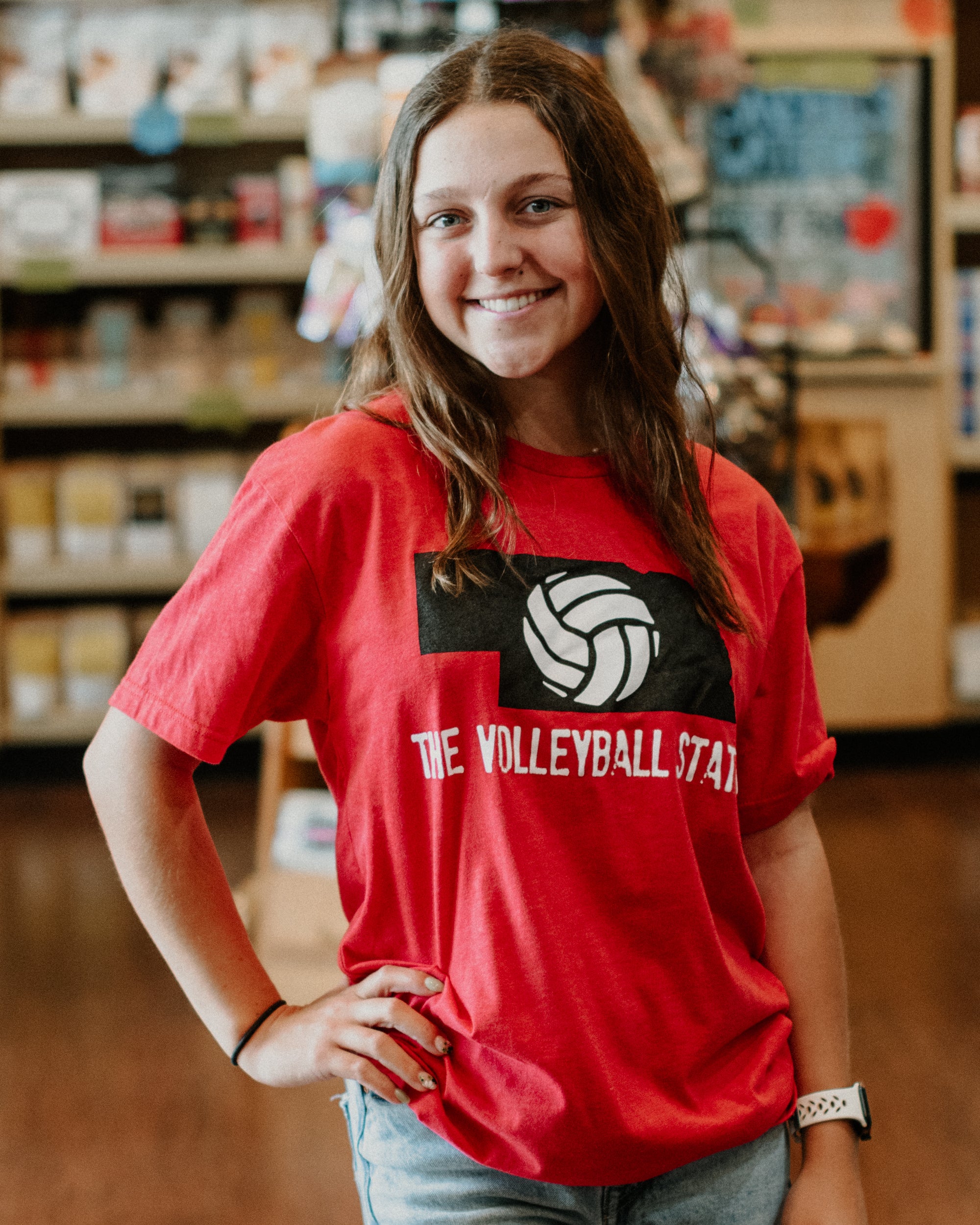 The Volleyball State T-Shirt, Model is wearing size small