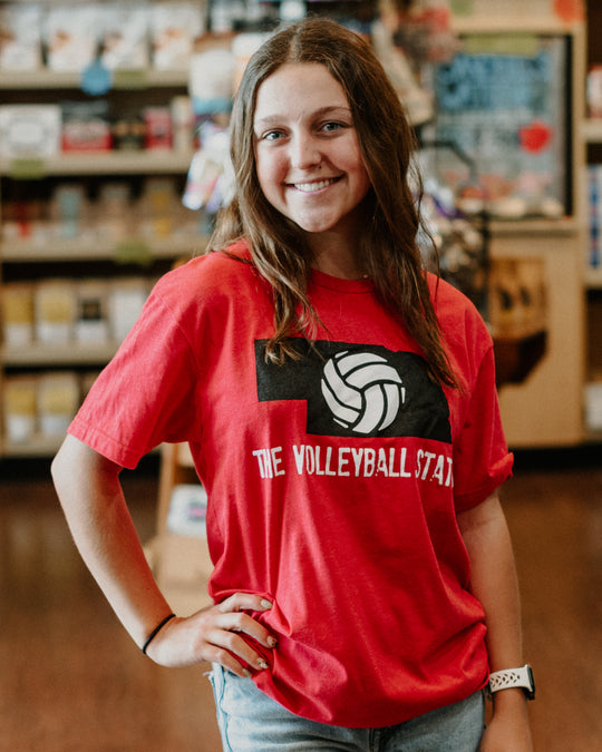 The Volleyball State T-Shirt, Model is wearing size small