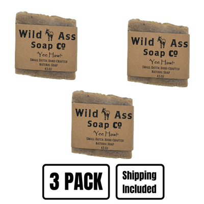 All Natural Bar Soap | Moisturizing Hemp Seed Oil | Yee Haw Scent | 4.5 oz. Bar | 3 Pack | Shipping Included