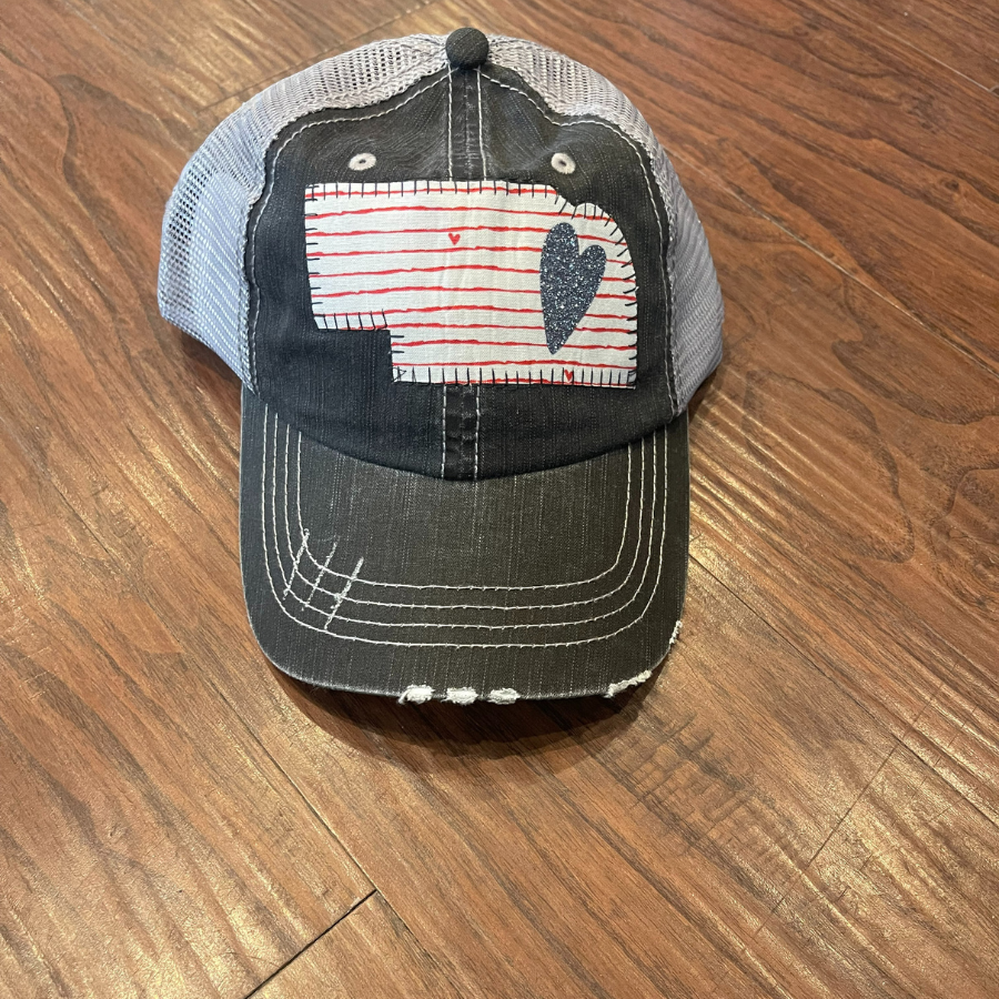 Women's Baseball Cap | Nebraska Silver Heart | White Heart Line Design